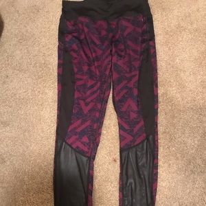 Purple and black mesh leggings